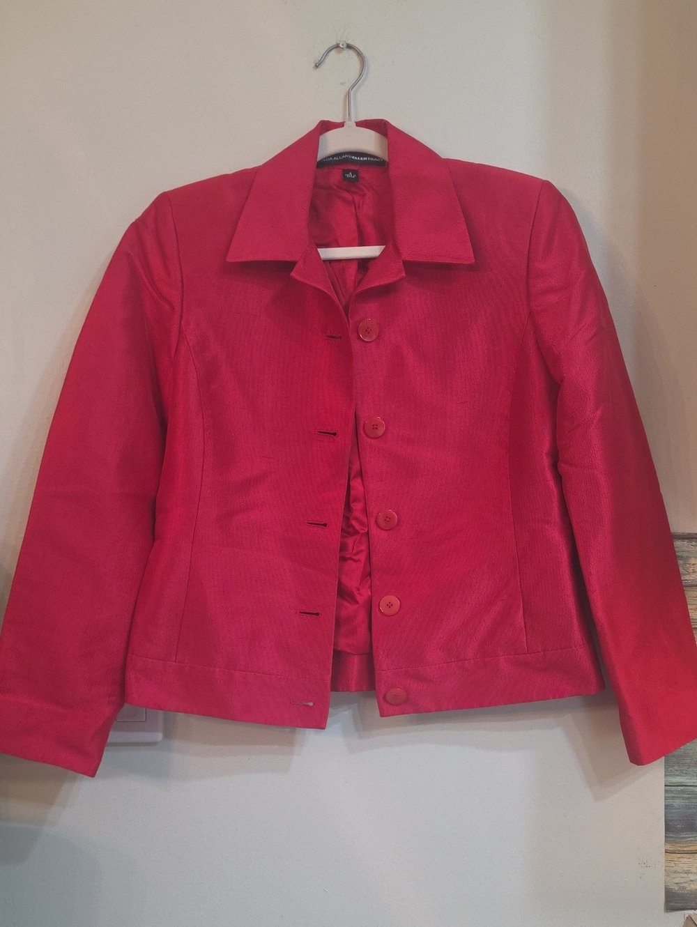 Classic Red Tailored 100% Silk Women's Blazer